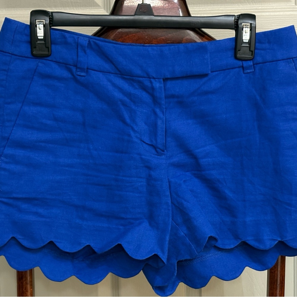 J. Crew Royal Blue Scalloped High Waist Shorts